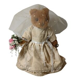 Gund Bridal Bear Plush‎ Ring Flower Bouquet Veil Stuffed Original Box 1989 SEE